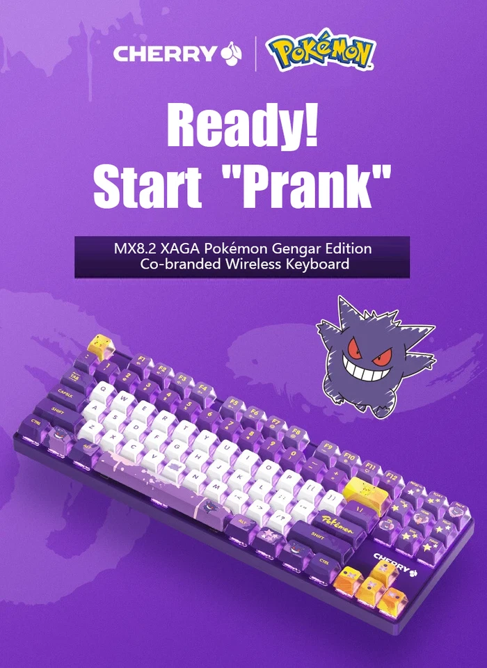 Cherry Pokémon Gengar MX8.2 XAGA Wireless MX2A Red Switch Mechanical Keyboard - Image 2 of 4