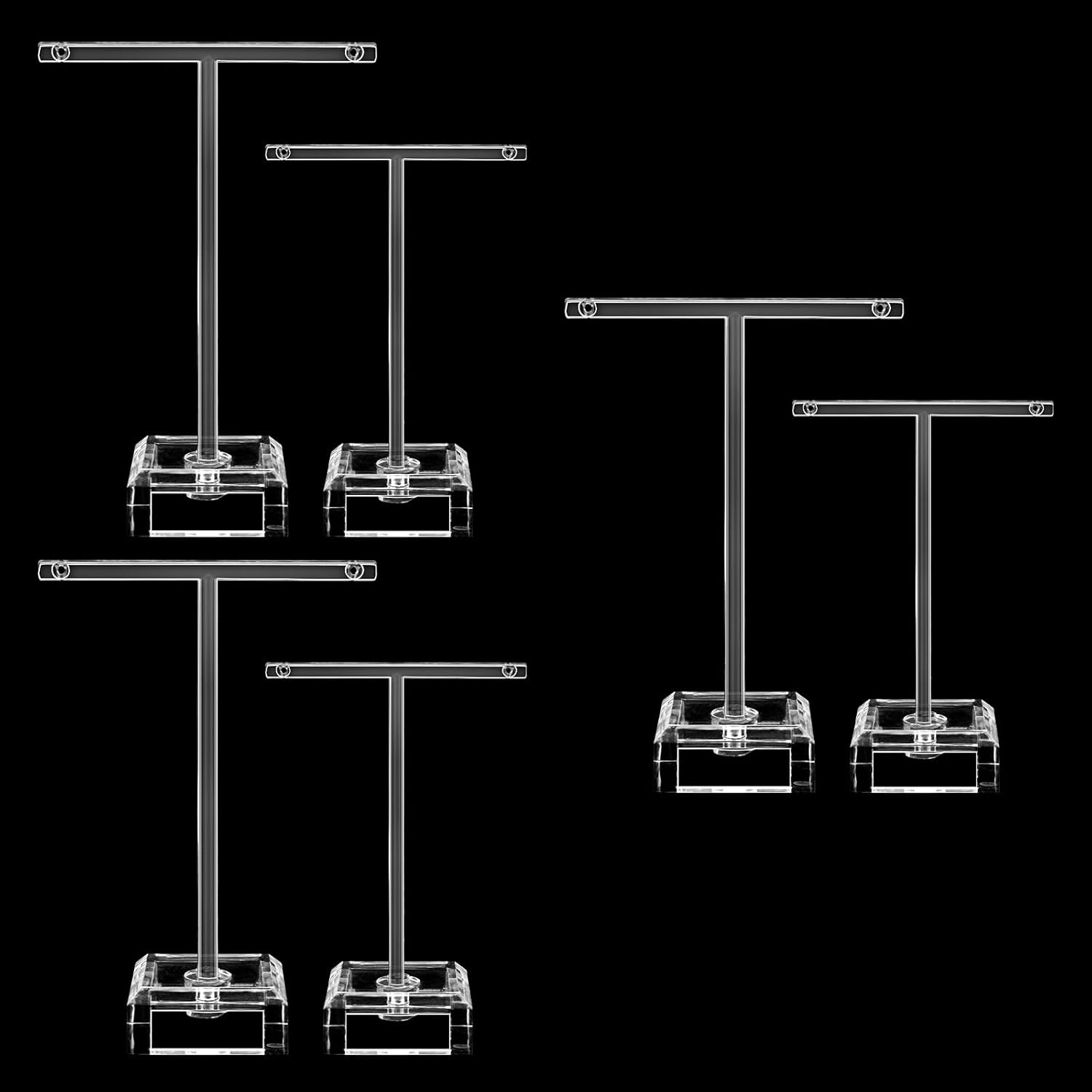 6-Piece Clear Acrylic T-Bar Earring Display Holder Organizer Stand