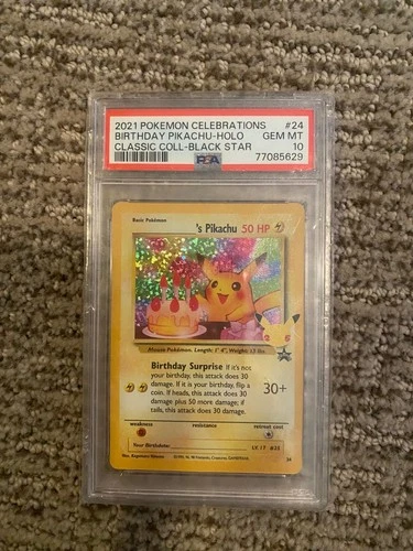 BIRTHDAY PIKACHU #24 HOLO PSA 10 2021 POKEMON CELEBRATIONS CLASSIC COLLECTION