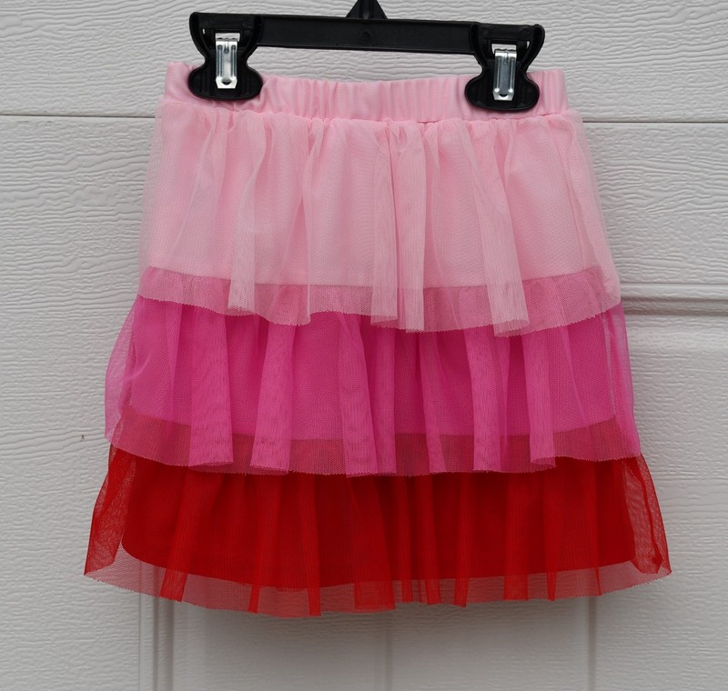 Three-tiered softest tulle Celebrate! brand skirt colored pink to red! Size 4-5