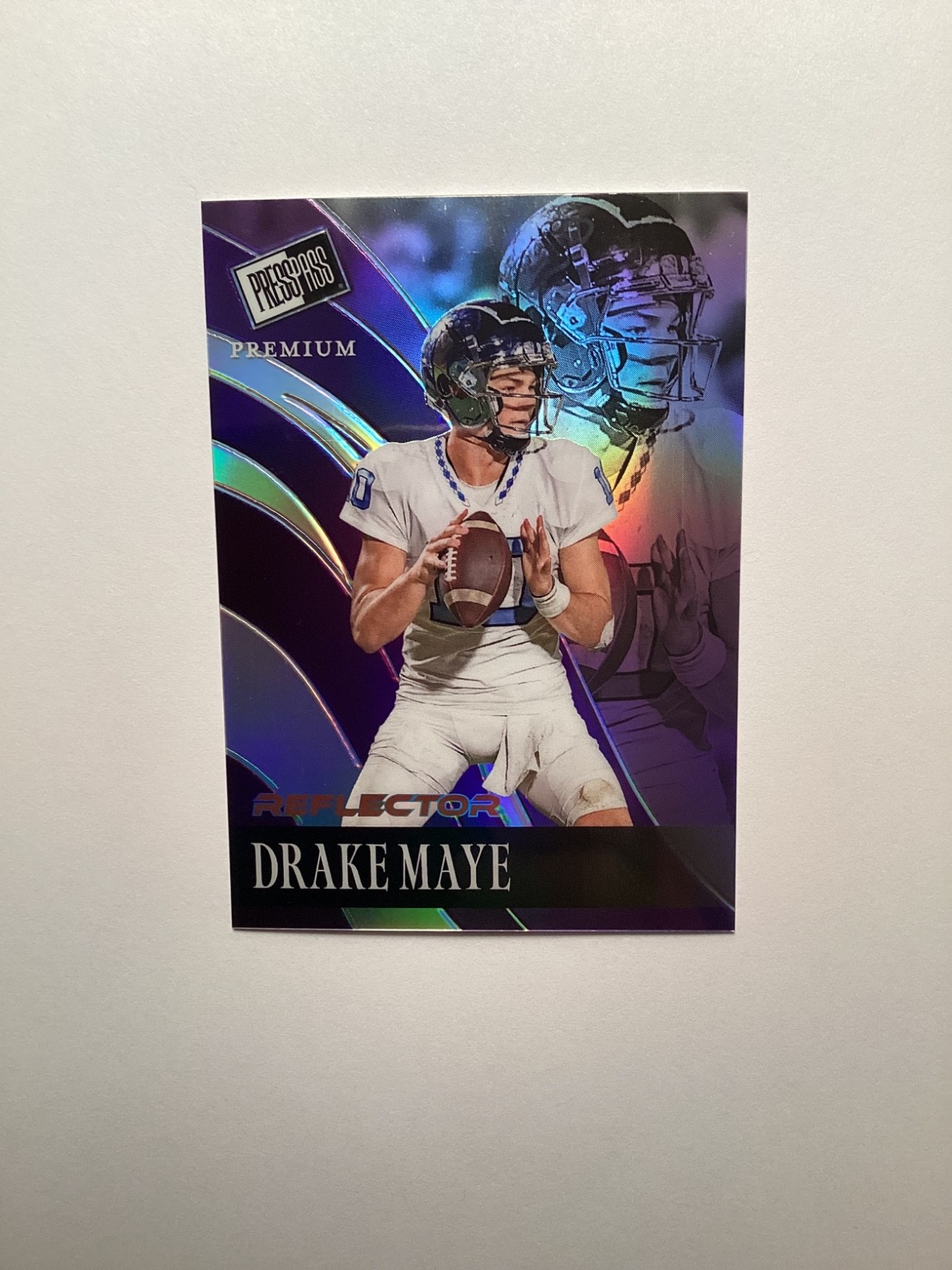 Drake Maye Leaf Press Pass Premium Retro #R37 Purple Reflectors