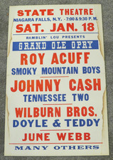 January 18, 1958 Johnny Cash Roy Acuff Grand Ole Opry Original Concert Poster