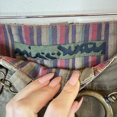 Pantalones Miss Sixty Vintage tiro bajo verde militar utilitarios con cinturón talla 29 nuevos sin etiquetas - Imagen 8 de 15