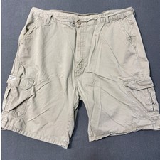 Wrangler Men's Khaki Tan Relaxed Fit Cargo Shorts 42 Authentic Issued