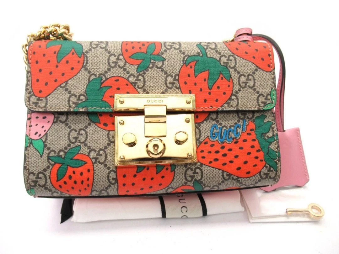 Sac à bandoulière GUCCI motif fraise x GG 2 voies #PGHLUA