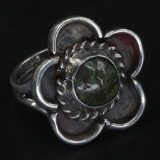 VTG Sterling Silver - NAVAJO Braided Turquoise Flower Tapered Ring Size 5 - 5.5g