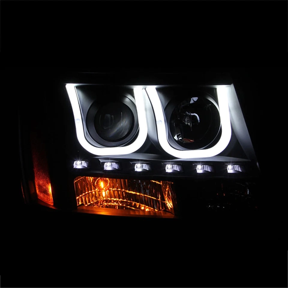Black Clear Lens Projector Headlight Set for 2007-2013 Chevrolet Suburban 2500 - Image 4 of 4