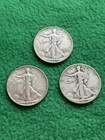 Walking Liberty Half Dollar Lot of 3 - Great detail Remains - Worth a...