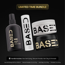 BASED Ultimate Straight/Wavy Hair Styling Bundle  Texture Powder, Hair Clay, Po