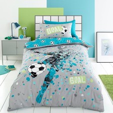 Image of Bedding Bedlam Blue Aqua Football Duvet Cover Set – Single Size Single, Grey 