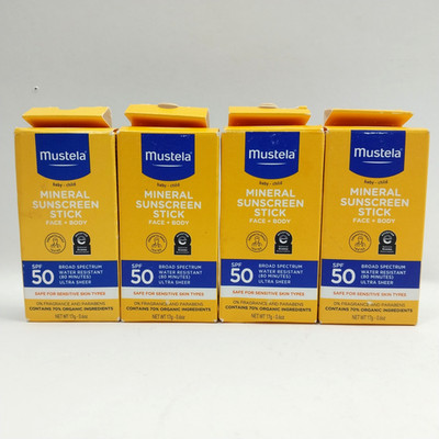 4 Pack Mustela Mineral Sunscreen Stick SPF 50 Baby Kid Face Body 0.6 oz EX 10/27