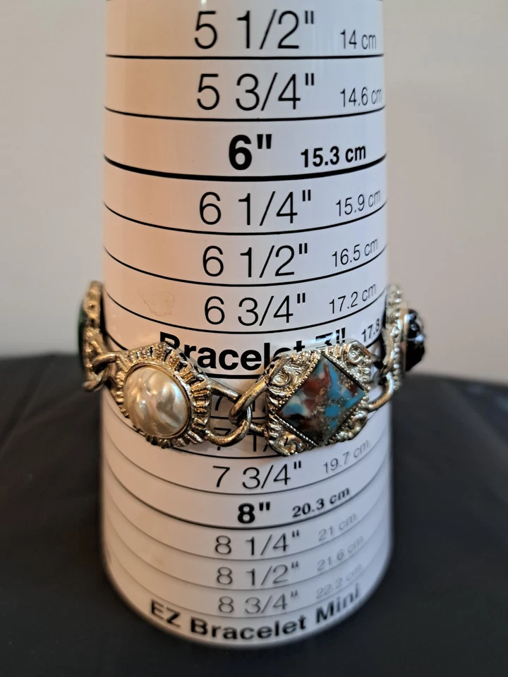 Винтажный многоцветный браслет из звеньев Sarah Coventry серебристого цвета - Изображение 3 из 4