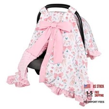 Baby Car Seat Cover, Soft Minky Warm Winter Car Seat Canopy with a Bow for