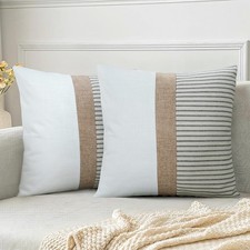 Farmhouse Pillow Covers 20x20, Modern Accent Square Throw Pillow Covers Set o...