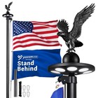 Yescom 30' Sectional Aluminum Flag Pole Kit w/ Solar Light US Flag Eagle Topper — photo 1