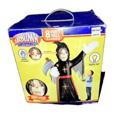 GEMMY Halloween Airblown 8 Ft Grim Reaper Inflatable Light Up Blow Up NEW Boxed!