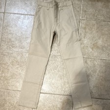 Old Navy Boys Slim Fit Khakis Beige Cotton Blend Built-In Flex Pockets