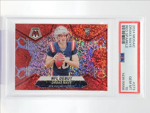 DRAKE MAYE 2024 MOSAIC NFL DEBUT ROOKIE RED SPARKLE PRIZM RC PSA 10 Q4567