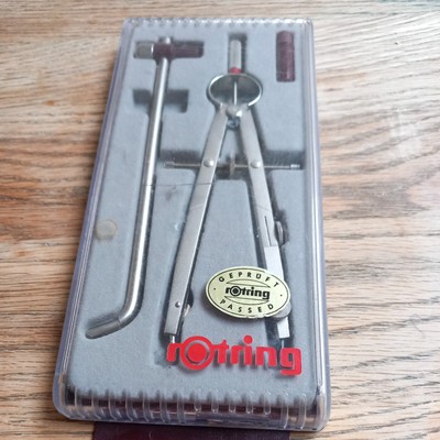 Vintage Rotring Kompass Set Zeichner Ingenieur Design Zeichenwerkzeuge (brandneu)