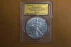 2019 W BURNISHED SILVER EAGLE PCGS SP70 GOLD FOIL FIRST DAY OF ISSUE DENVER