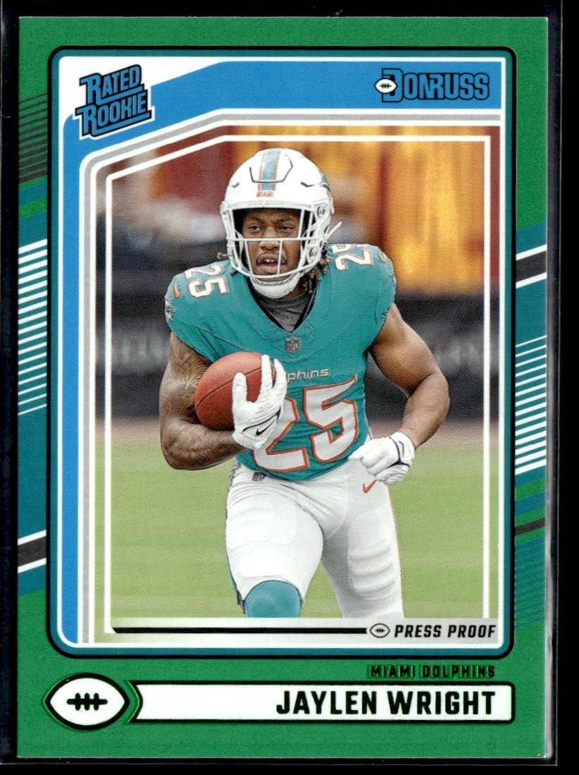 2024 Donruss Green Press Proof Jaylen Wright RC Miami Dolphins #344