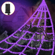 Halloween Decorations Outdoor Spider Web Lights - 16.4Ft Light up Spider Web wit