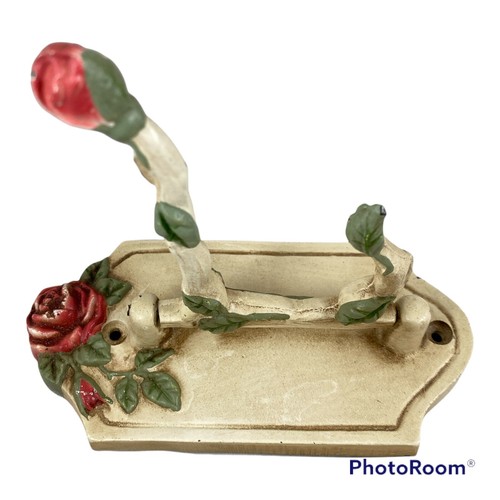 Double Arm Swinging Wall Hook Painted Metal Country Style Rose Cottage Farmhouse - Picture 16 of 22