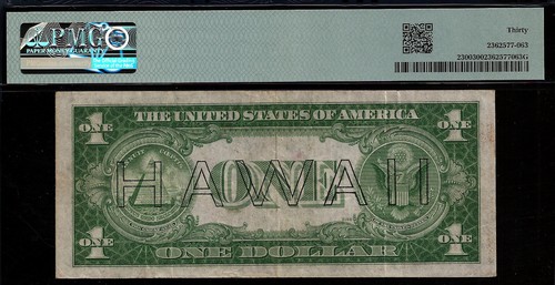 1935A $1 Silver Cerificate - PMG 30 - Hawaii - WWII Emergency Issue - Fr 2300 - Picture 2 of 3