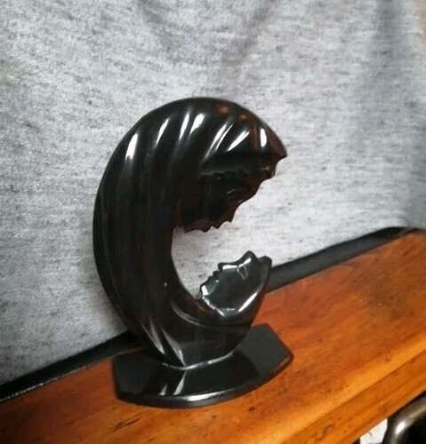 Vintage Religious Black Onyx Sculpture Hand Carved Mother Mary & Baby Jesus 6" - Bild 1 von 6