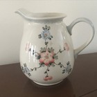 Vintage Pitcher Hand Painted Pottery 6x5” Cream/Vibrant Flowers Made In Poland