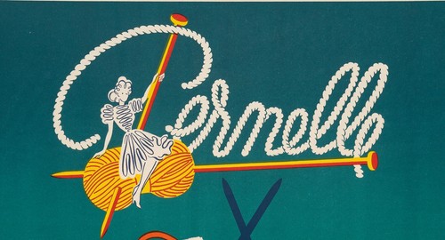 Affiche ancienne originale, Villemot, laine Pernelle, tricot, mode, sorcière, 1950 - Photo 4/5