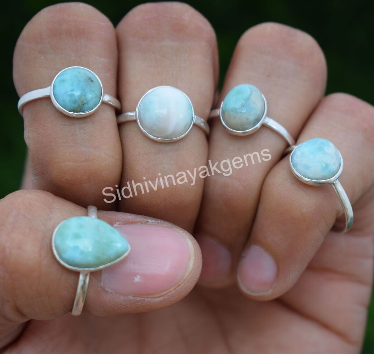 50 PCs. Lot Natural Larimar Gemstone 925 Silver Plated Bezel 50 PCs. Lot Natural Larimar Gemstone 925 Silver Plated Bezel