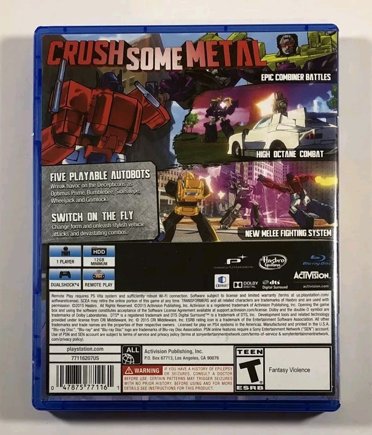 Transformers: Devastation (PlayStation 4 / PS4) Clean, Ships