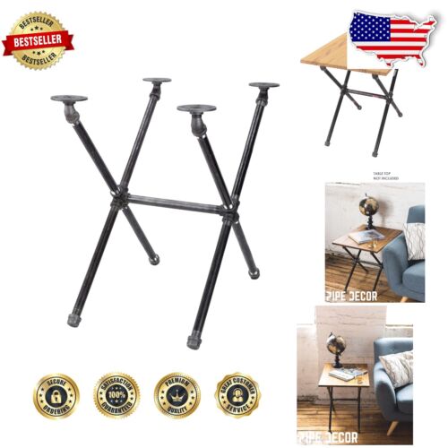 Customizable Industrial Table Base Kit with Criss Cross Steel Legs - 14" x 20"