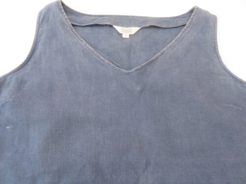 NOUGAT EASY GOING PLAIN SIMPLE DENIM BLUE SLEEVELESS 100% LINEN DRESS UK 10 P - Picture 4 of 10