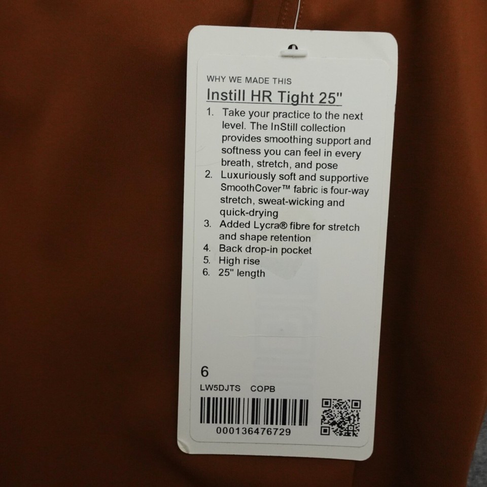 New Lululemon Size 6 Instill High Rise Tight 25” COPB Copper Brown