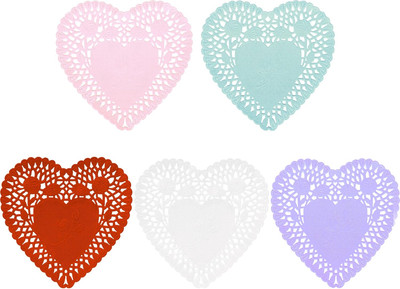 Heart Shaped Paper Doilies - 4 Inch Heart Doilies Lace Paper,150 Pcs Paper Doili