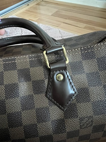 Louis Vuitton Womens Speedy Bag Damier Ebene Canvas 30 Top Handle Handbag Brown - Picture 6 of 13