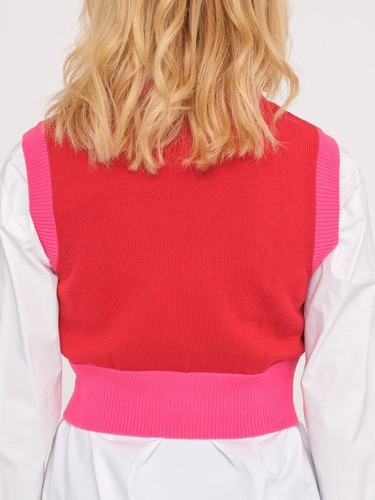 VERSACE JEANS COUTURE Top Gilet Maglioncino corto senza maniche Multicolore Logo - Foto 2 di 14