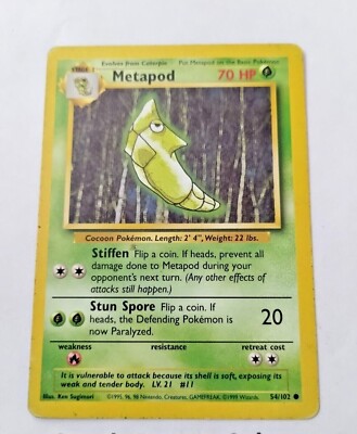 metapod pokemon card price Pokmon TCG Base Set 54/102 Regular 1st Edition Common Base Set Type Metapod 2/192 Price 2026 |