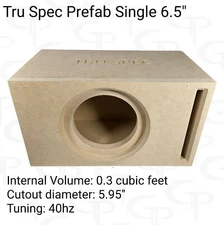 TRU SPEC Prefab Single 6.5" Subwoofer Enclosure Sub Box Vented High Output