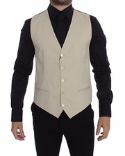DOLCE & GABBANA Vest Waistcoat Beige Cotton Dress IT46 / US36 / S RRP $440 