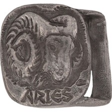 Aries Ram Horoscope Zodiac Sign Star Astrology Hippie 1970s Vintage Belt Buckle