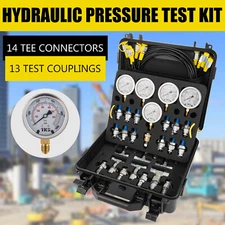 Hydraulic Pressure Test Kit 5 Gauges 5 Test Hoses 13 Couplings 14 Tee Connectors