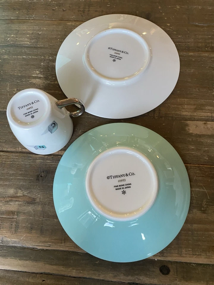 Tiffany & Co. Baby Bear & Blocks Juego de 3 Piezas Taza Tazón Plato Nuevo Sin Caja Foto 4 de 4