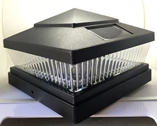 4-Pack Solar 6x6 BLACK SEMI-GLOSS TEXTURED FINISH Post Deck Fence Cap Lights