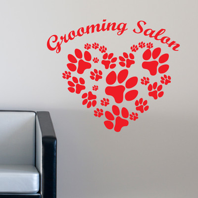 Hundepflegesalon Wandsticker Kunst Dekor Pfoten W186