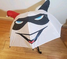 DC Comics Harley Quinn 3D Logo Face Full Size Nylon Umbrella Licensed White