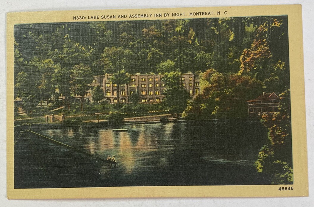 Vintage Postcard~ Assembly Inn Lake Susan Night View~ Montreat North Carolina NC