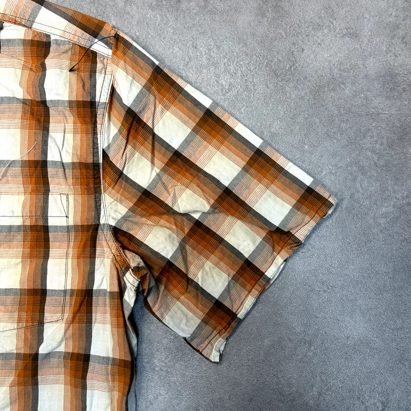 Carhartt Checkered Shirt Mens Large Short Sleeve Workwear Button Down Top Orange image 5